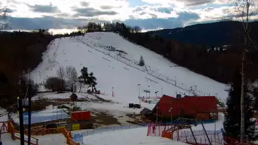 Widok z Kamery na stok narciarski Szczawnica Palenica