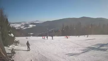 Tylicz.ski widok na trasę zjazdową z górnej części ośrodka