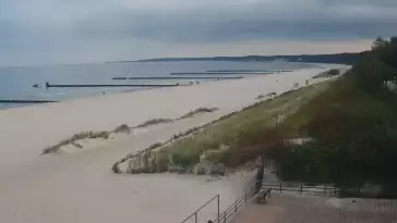 Obraz na żywo z plaży w Ustce, nadmorską promenadę i punkt widokowy