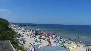 Ustronie Morskie widok z kamery na plażę