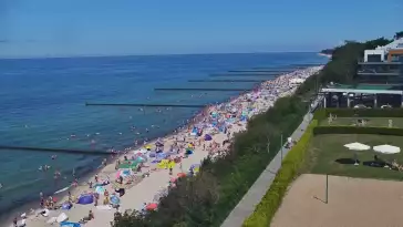 Ustronie Morskie widok z kamery na plażę