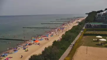 Ustronie Morskie widok z kamery na plażę