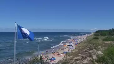 Łazy - widok na plażę w obrotowej kamery