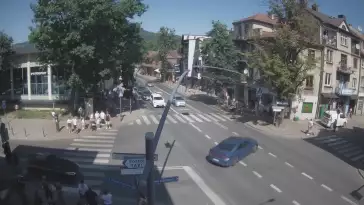 Zakopane - widok na skrzyżowanie ulic Zamoyskiego z Krupówkami.