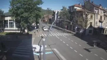 Zakopane - widok na skrzyżowanie ulic Zamoyskiego z Krupówkami.