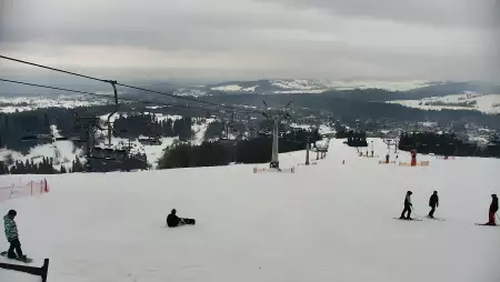 Widok na jedną z tras narciarskich - Kotelnica I oraz na wspaniałe szczyty Tatr