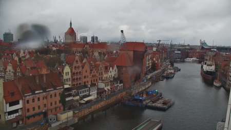 Gdańsk - widok z kamery na Starówkę od strony Motławy