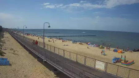Ujęcie na promenadę i morze w Mielnie.