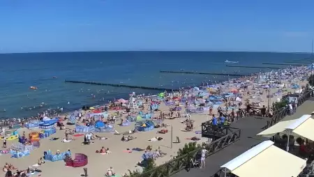 Kamera z widokiem na plażę i promenadę w Mielnie