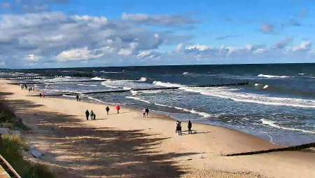 Ustronie Morskie widok z kamery na plażę