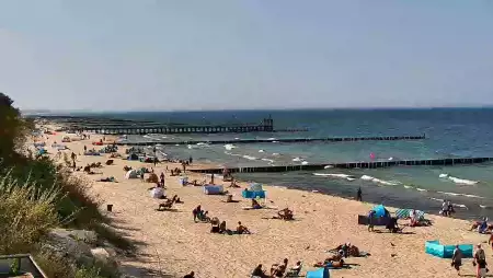 Ustronie Morskie widok z kamery na plażę