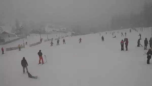 Widok z kamery na stok Biały Krzyż w Szczyrku.