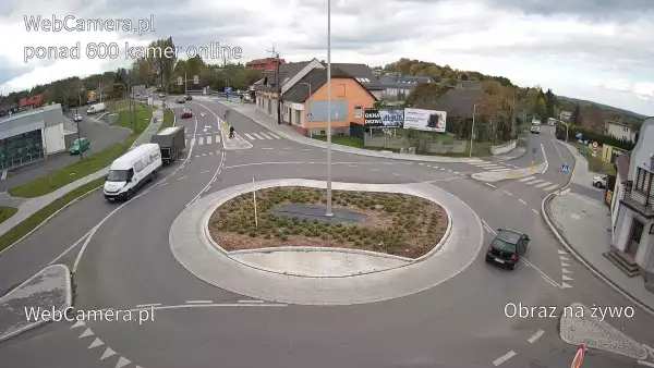 Widok z Kamery na rondo na żywo Hałcnów