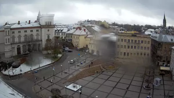 Widok z Kamery na Plac Bolesława Chrobrego w Bielsku-Białej na żywo