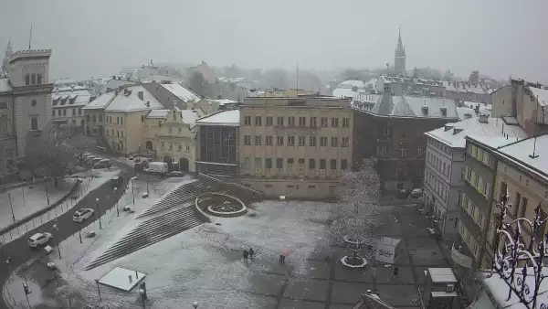 Widok z Kamery na Plac Bolesława Chrobrego w Bielsku-Białej na żywo