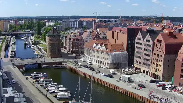 Gdańsk - widok z kamery na Starówkę od strony Motławy