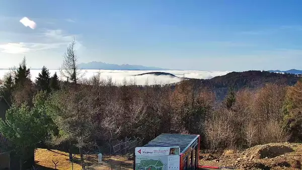 Widok na Tatry z obrotowej kamery na Jaworzynie Krynickiej