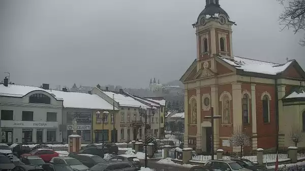 Ujęcie z kamery na Kalwarie Zebrzydowską założoną w pierwszej poł. XVII w.
