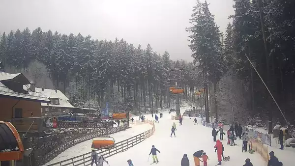 Widok z Kamery na dolną stację Biały Jar w Karpaczu