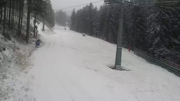 Widok z Kamery trasę narciarską w Karpacz Biały Jar.