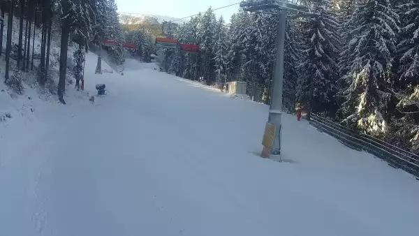 Widok z Kamery trasę narciarską w Karpacz Biały Jar.