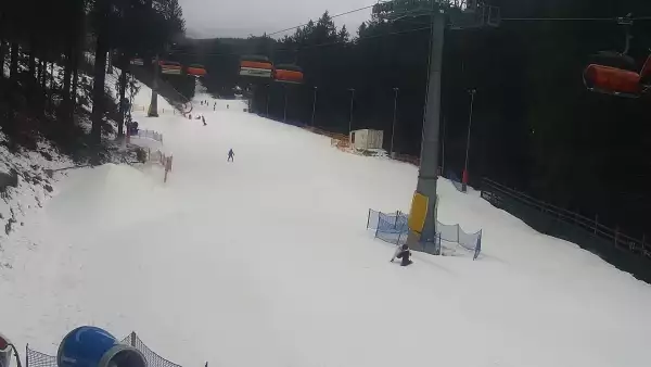 Widok z Kamery trasę narciarską w Karpacz Biały Jar.