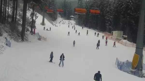 Widok z Kamery trasę narciarską w Karpacz Biały Jar.