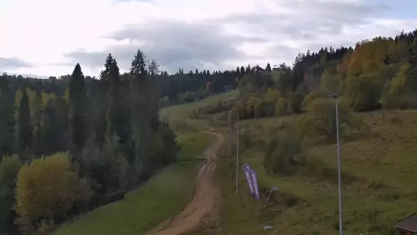 Widok na jedną z dziewięciu kolei krzesełkowej na Kotelnicy - trasa nr 9 - Remiaszów