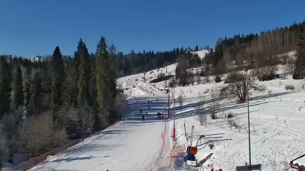 Widok na jedną z dziewięciu kolei krzesełkowej na Kotelnicy - trasa nr 9 - Remiaszów