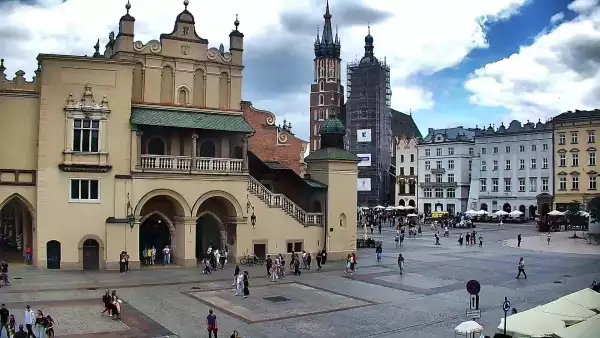 Kamera obrotowa z widokiem na Rynek Główny w Krakowie od strony ulicy Brackiej