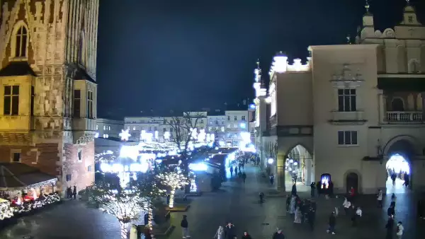 Kamera obrotowa z widokiem na Rynek Główny w Krakowie od strony ulicy Brackiej