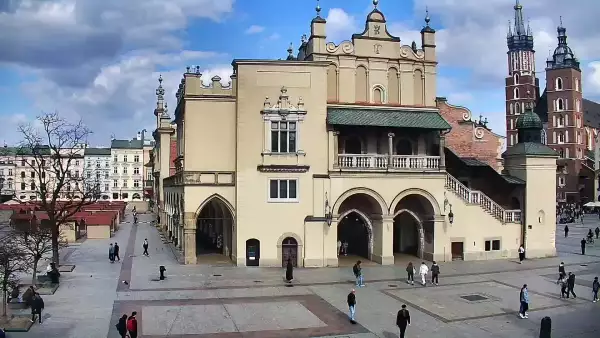 Kamera obrotowa z widokiem na Rynek Główny w Krakowie od strony ulicy Brackiej