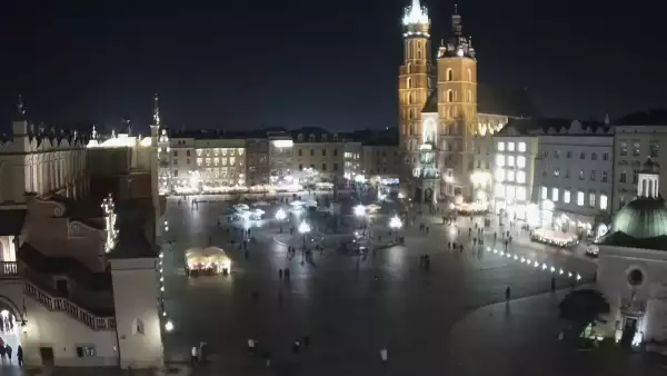 Widok na Kościół Mariacki w Krakowie.