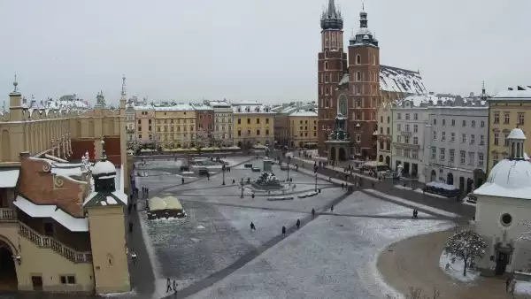 Widok na Kościół Mariacki w Krakowie.