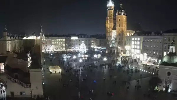 Widok na Kościół Mariacki w Krakowie.