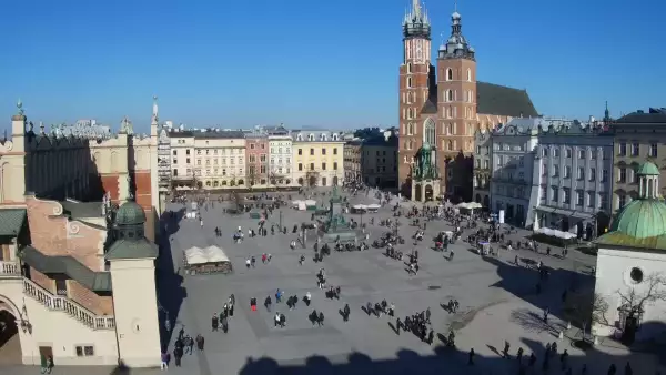 Widok na Kościół Mariacki w Krakowie.