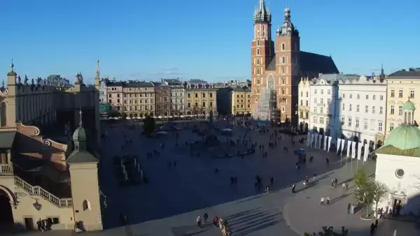 Widok na Kościół Mariacki w Krakowie.