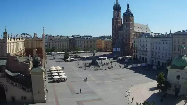 Widok na Kościół Mariacki w Krakowie.