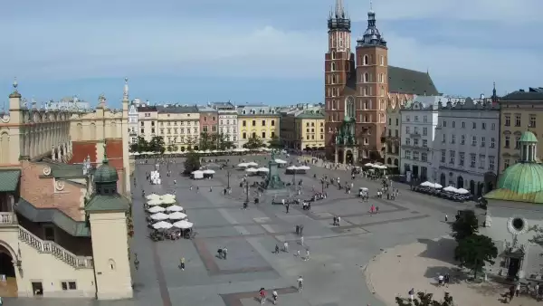 Widok na Kościół Mariacki w Krakowie.