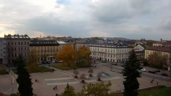 Ujęcie z kamery na Rynek Podgórski w Krakowie.