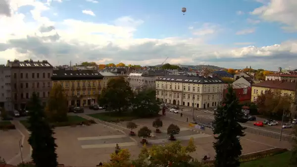 Ujęcie z kamery na Rynek Podgórski w Krakowie.