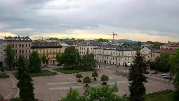 Ujęcie z kamery na Rynek Podgórski w Krakowie.
