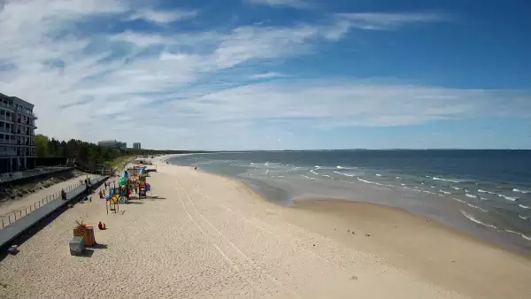 Międzyzdroje plaża zachód cudowny widok z kamery online.