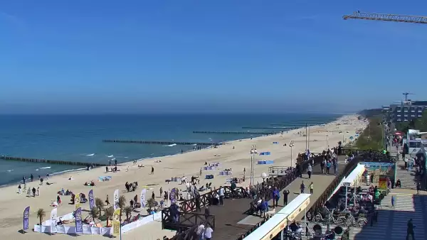 Kamera z widokiem na plażę i promenadę w Mielnie
