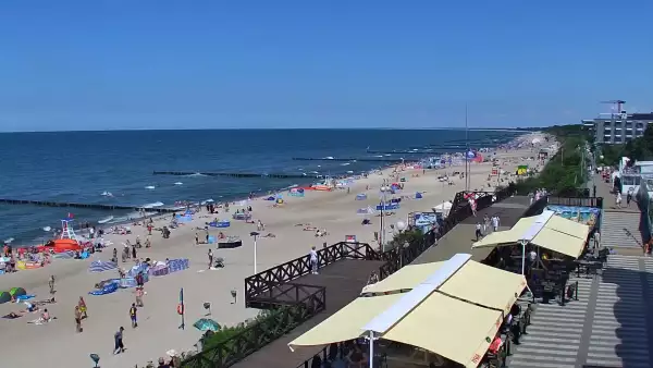 Kamera z widokiem na plażę i promenadę w Mielnie