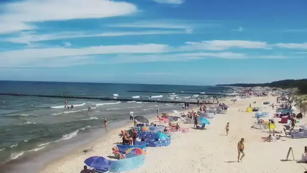 Widok z kamery na molo i plażę w Niechorzu - NOWOŚĆ