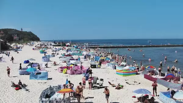 Widok z kamery na molo i plażę w Niechorzu - NOWOŚĆ