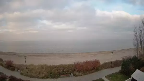 Widok na Promenadę i Plażę w REWIE. Sporty wodne Zatoka Pucka