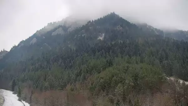 Widok na żywo na panoramę Sromowców Niżnych i rzekę Dunajec