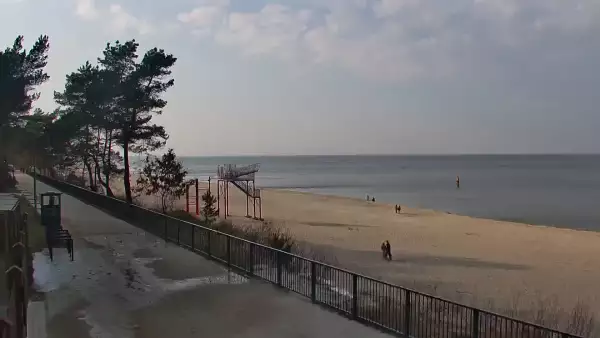 Stegna kamera bulwar, plaża i morze.